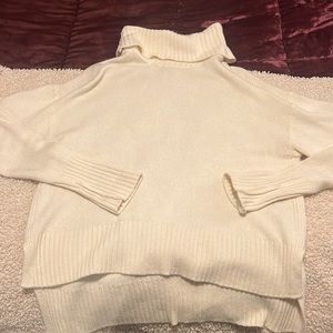 Cream cashmere turtleneck sweater